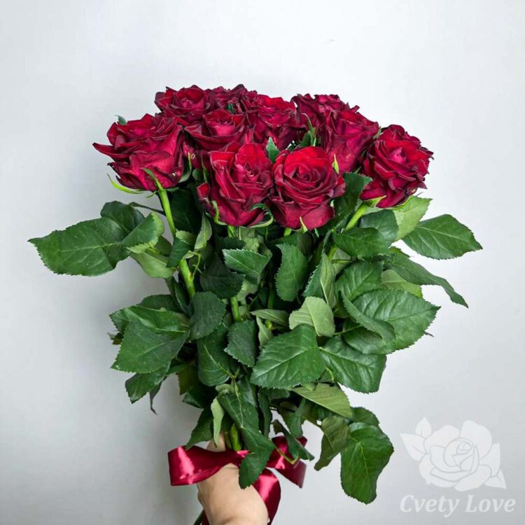Букет из 11 красных роз под ленту